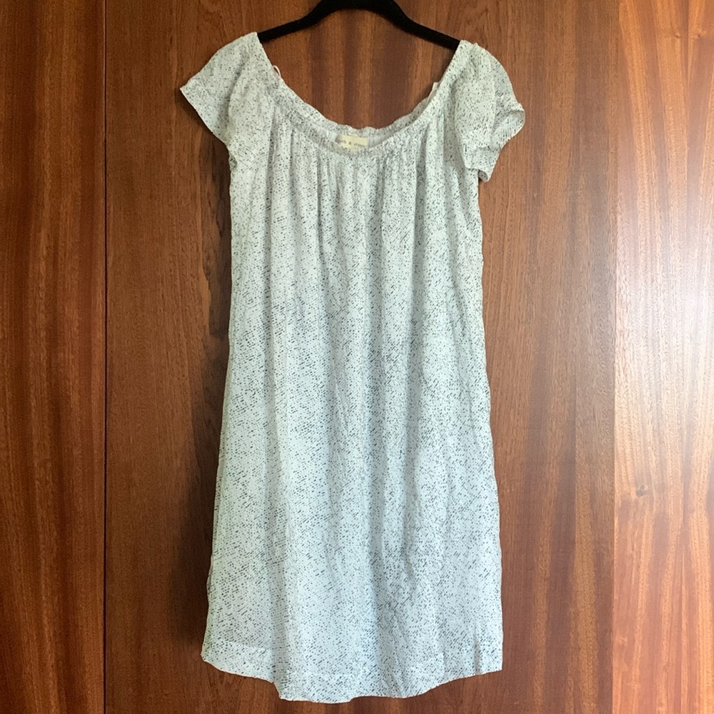 Cloth & Stone black & White spotted off the shoulder mini dress Size Med